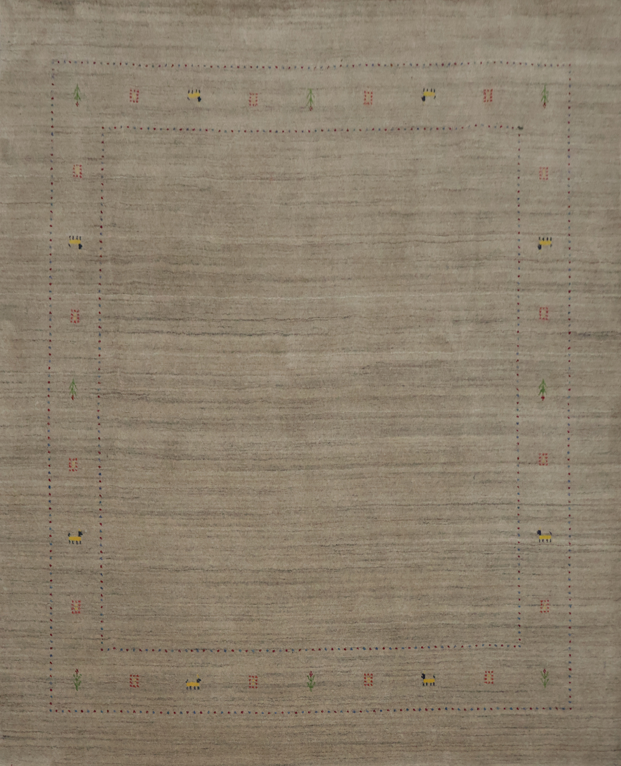 Brown Gabbeh Square Area Rug 8x8 with Intricate Border Details