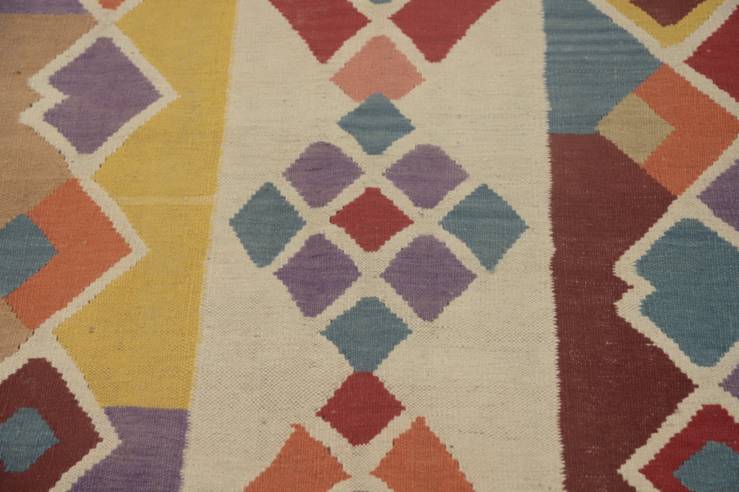 Colorful Kilim Rug with Intricate Geometric Designs 5x18