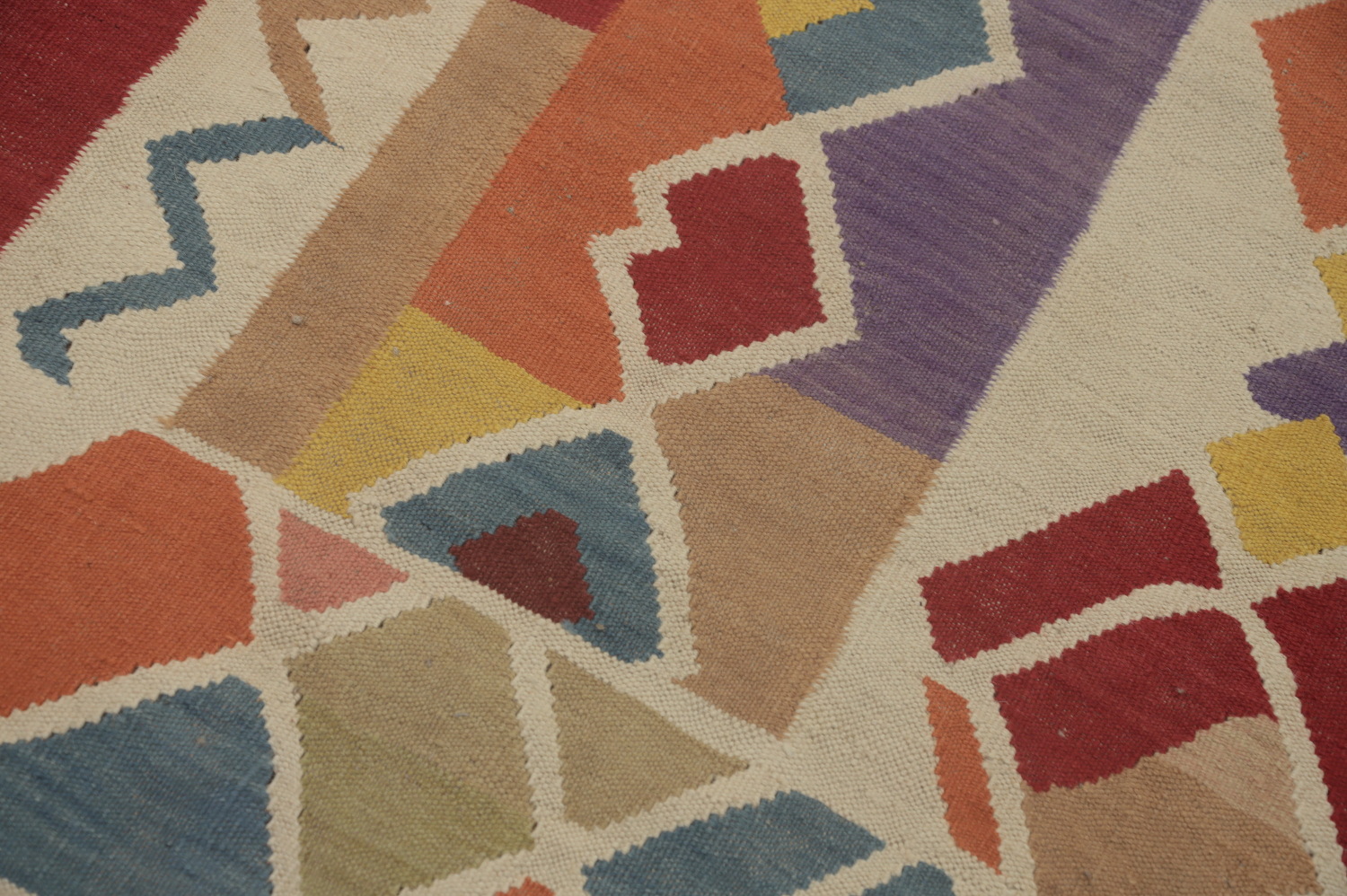 Colorful Kilim Rug with Intricate Geometric Designs 5x18