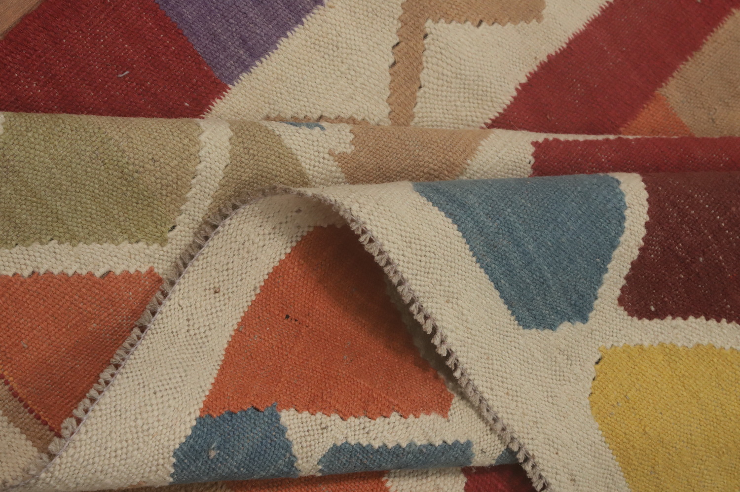 Colorful Kilim Rug with Intricate Geometric Designs 5x18