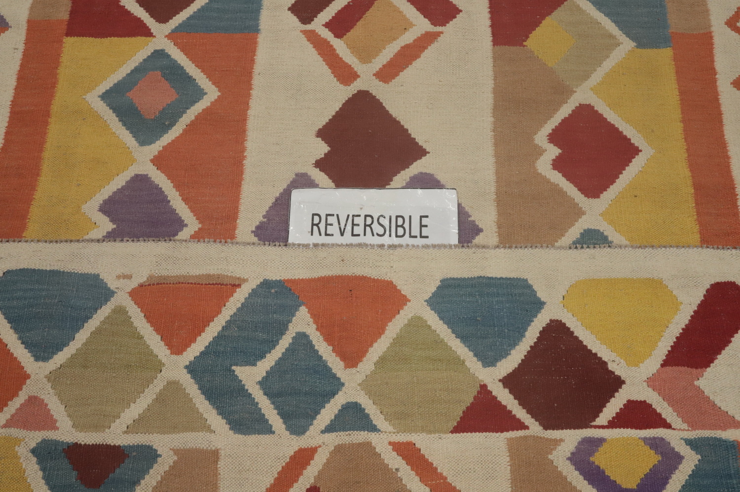 Colorful Kilim Rug with Intricate Geometric Designs 5x18