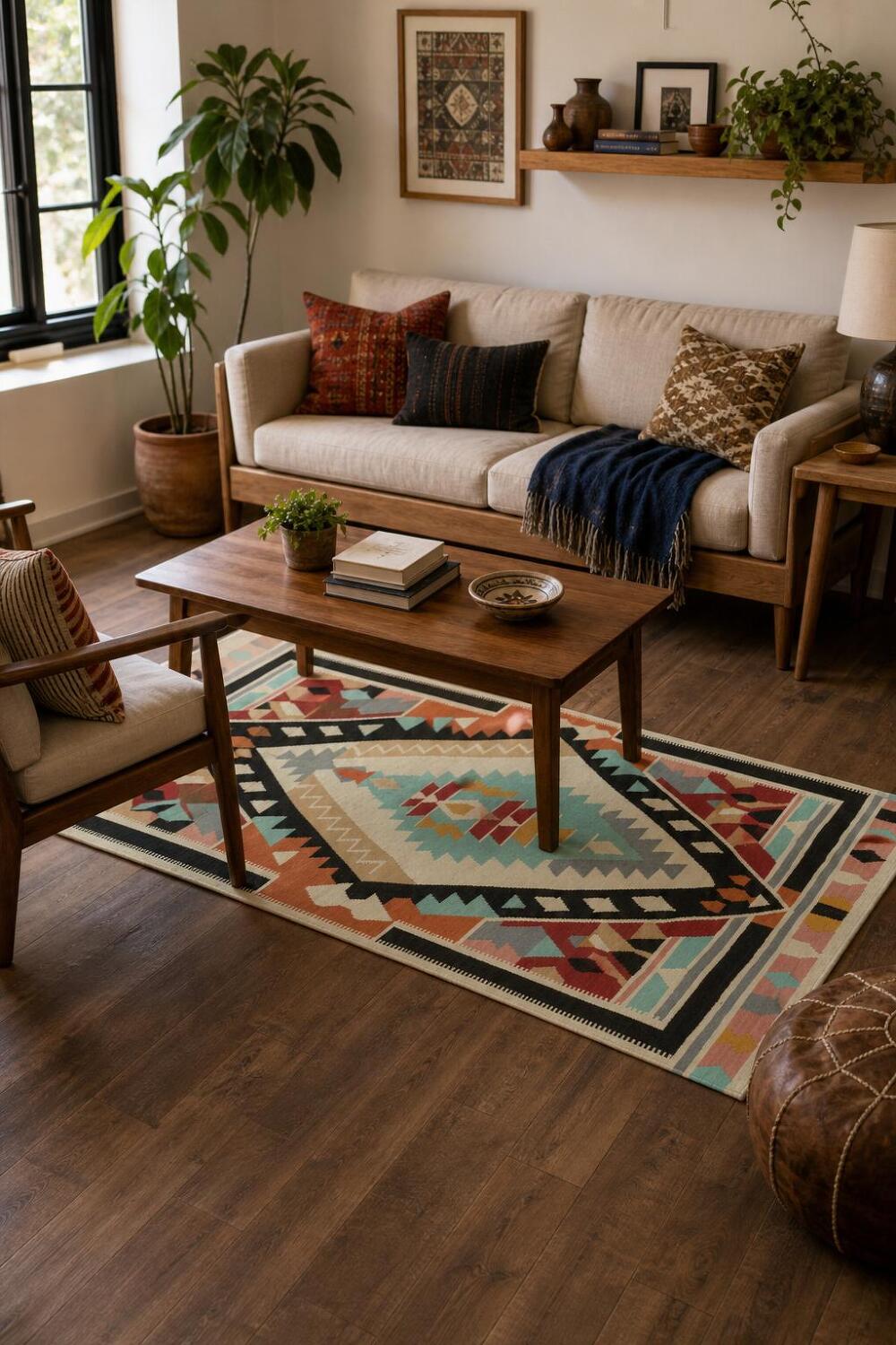 Geometric Kilim Wool Oriental Area Rug 5x8