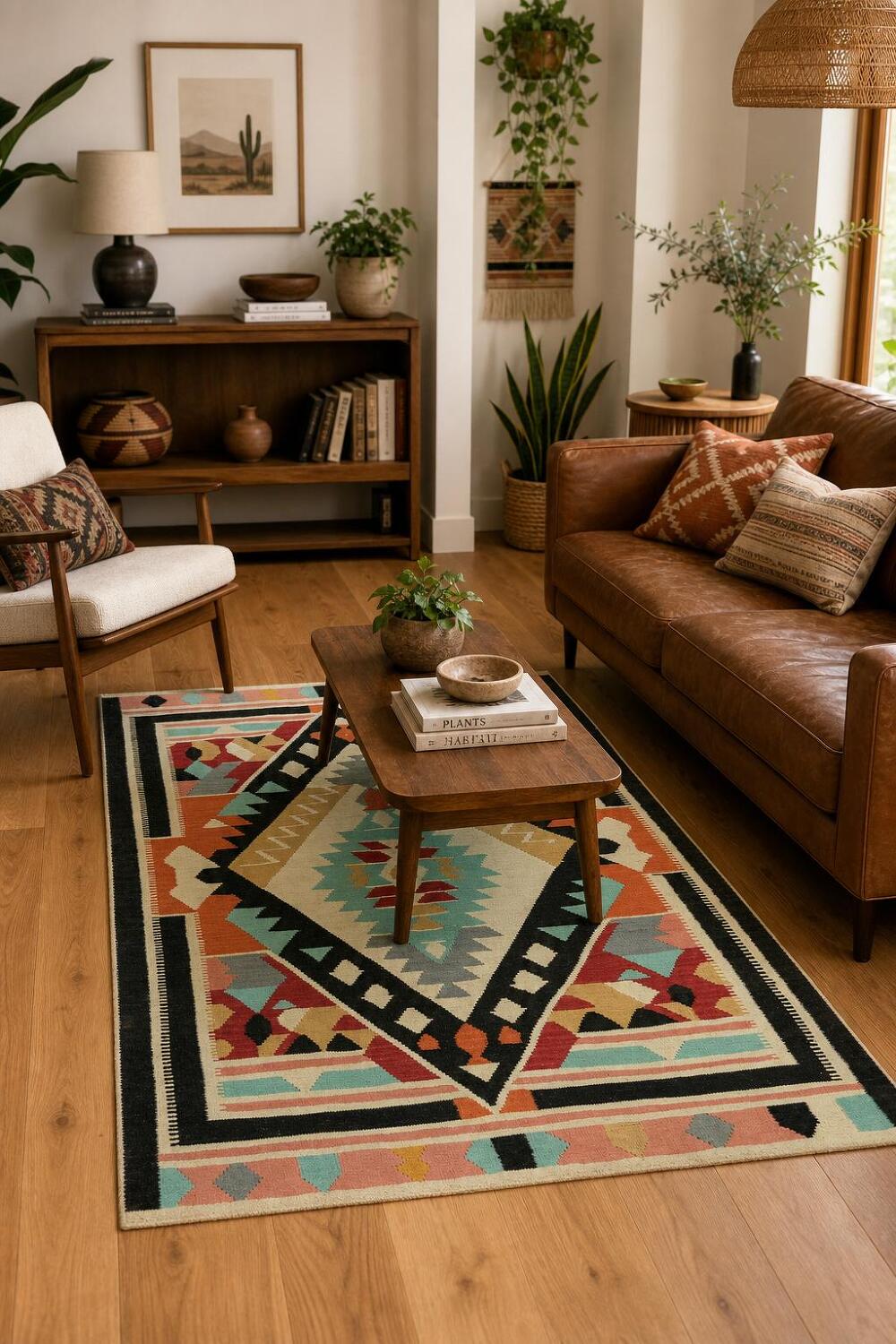 Geometric Wool Kilim Oriental Area Rug 5x8