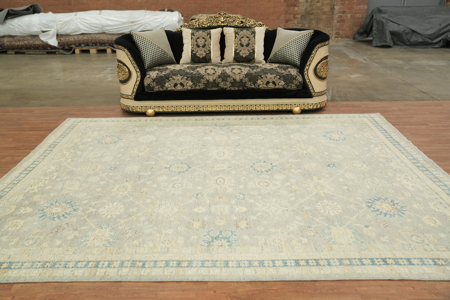Handmade Gray Oushak Vegetable Dye Area Rug 9x12