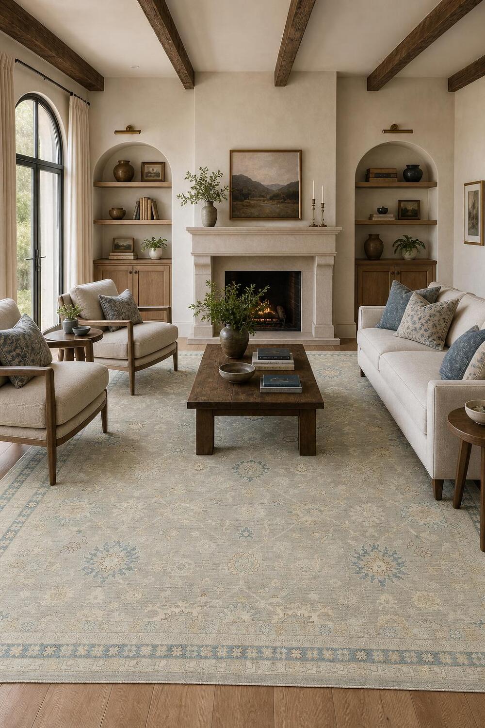 Handmade Gray Oushak Vegetable Dye Area Rug 9x12