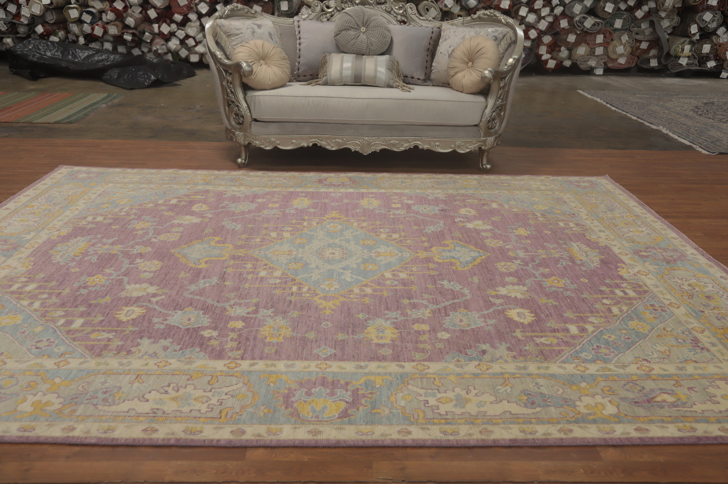 Vegetable Dye Wool Oushak Turkish Area Rug 9x12