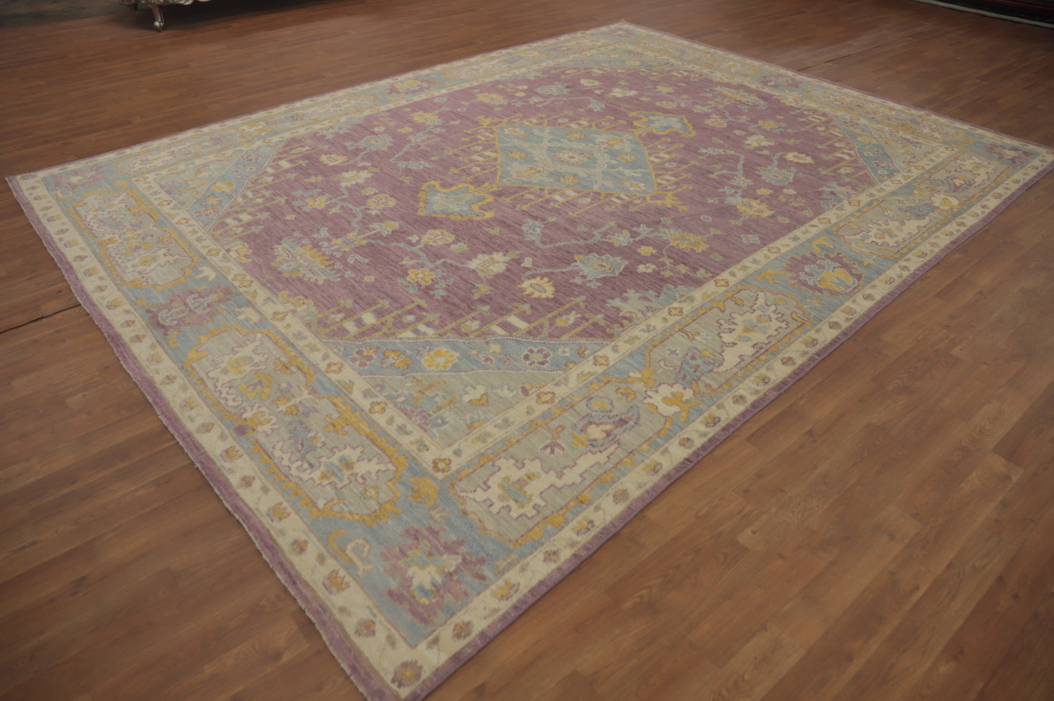 Vegetable Dye Wool Oushak Turkish Area Rug 9x12