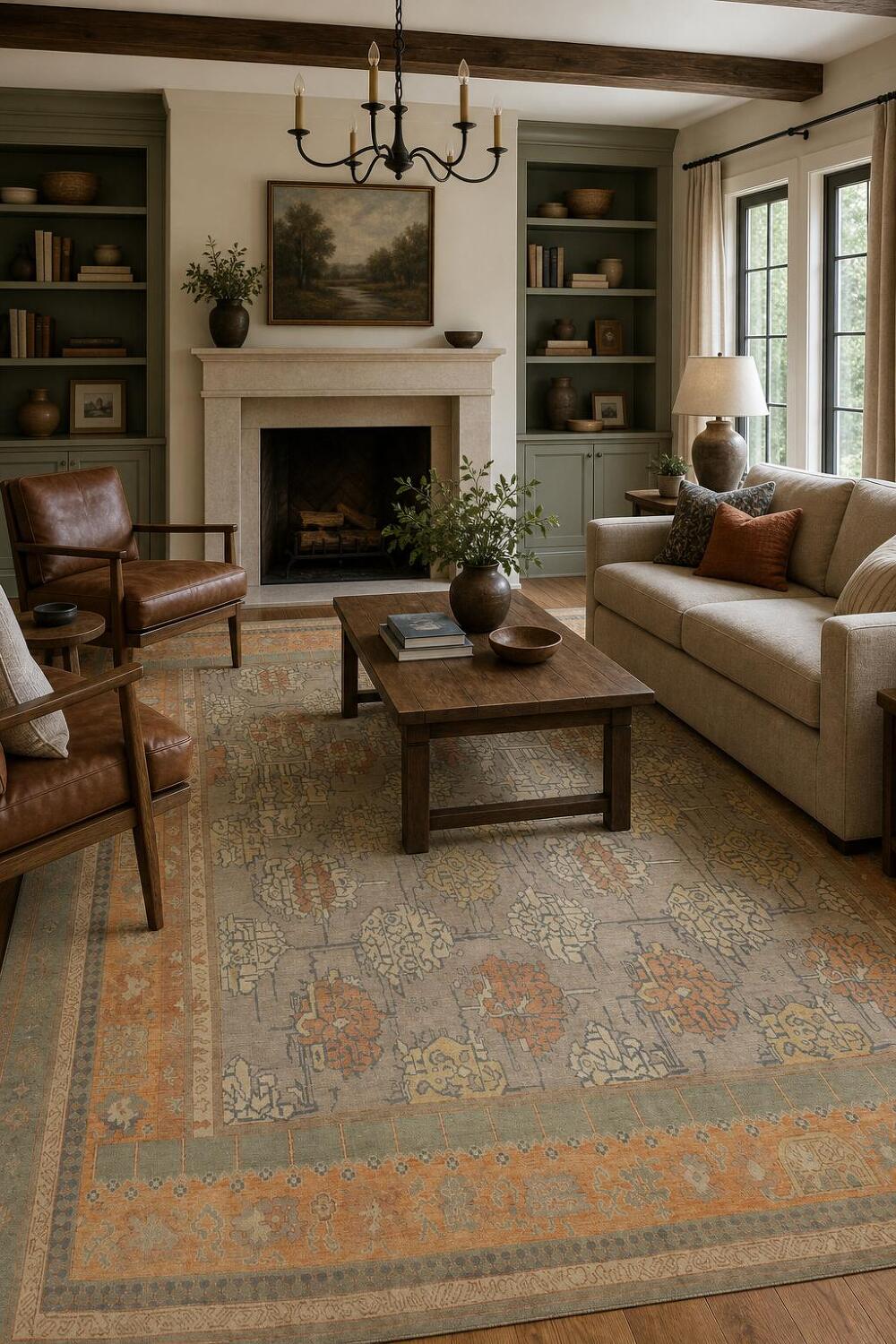 Vegetable Dye Wool Oushak Turkish Area Rug 9x10