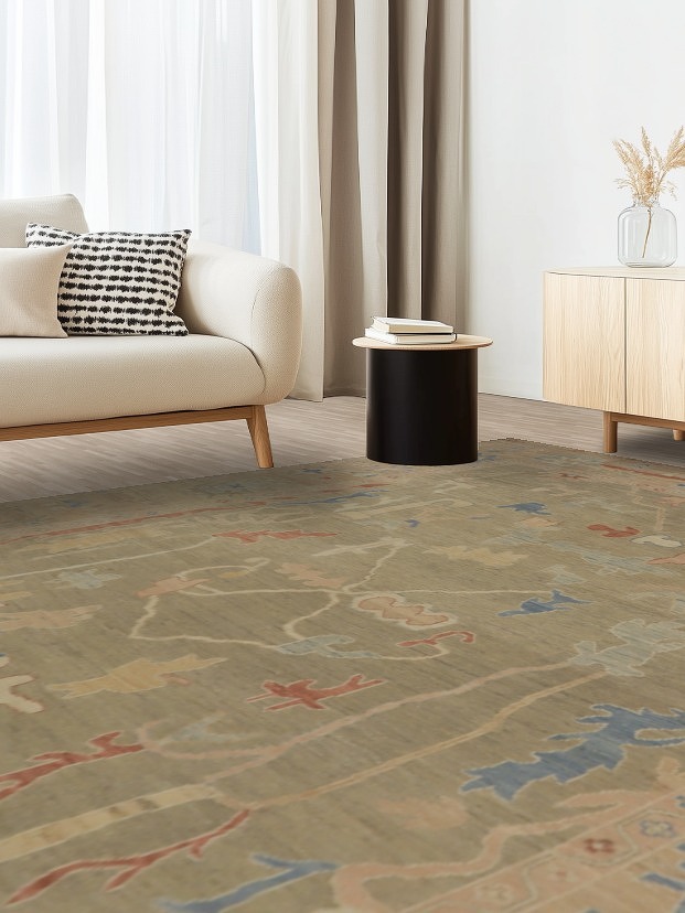 Vegetable Dye Wool Oushak Turkish Area Rug 9x12