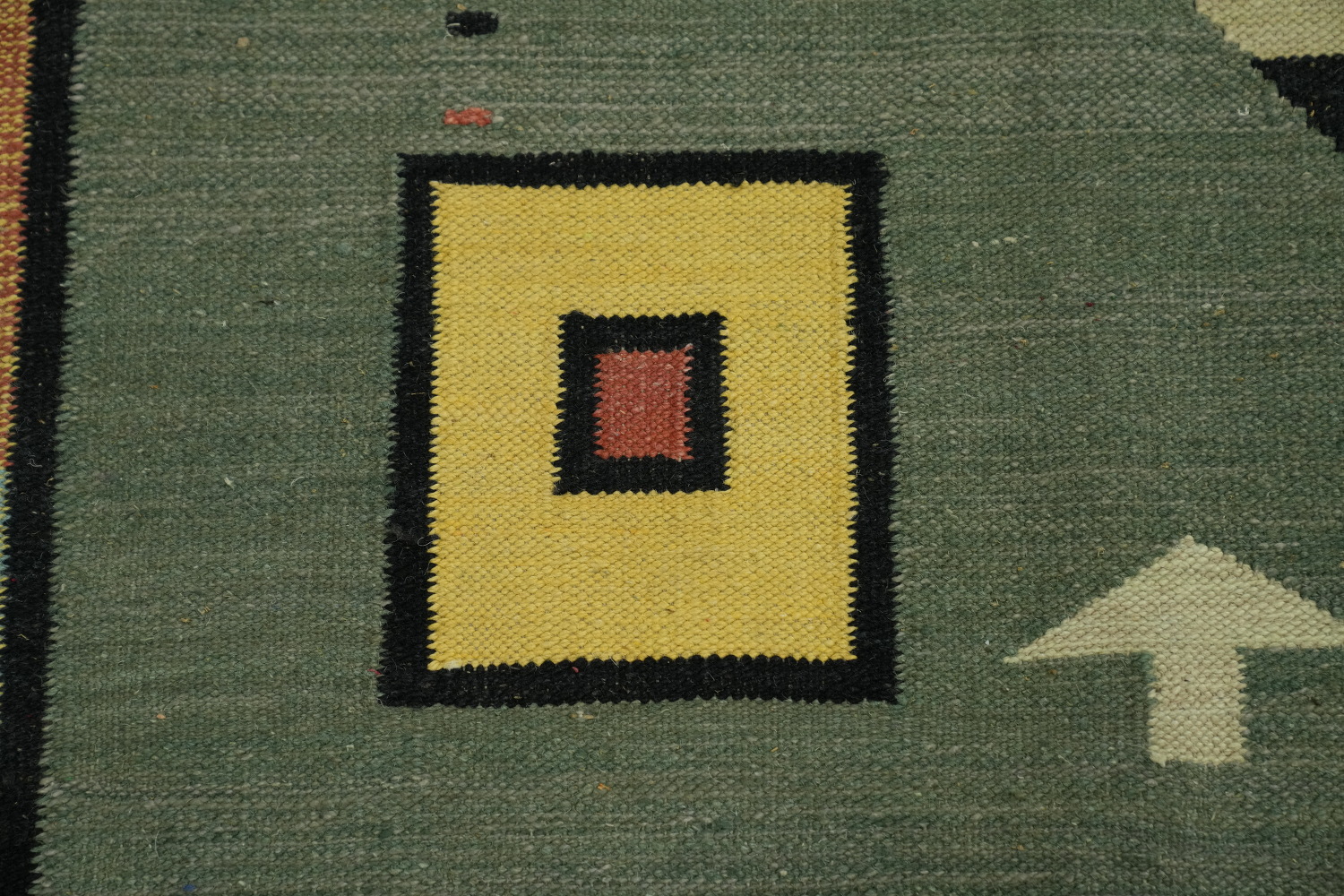 Green Wool Kilim Vegetable Dye Large Rug 10x15