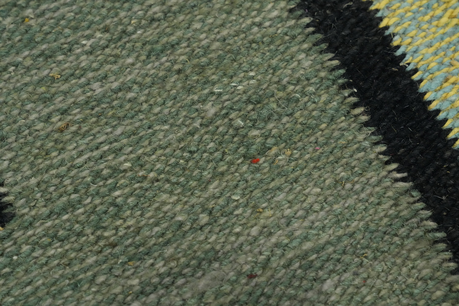 Green Wool Kilim Vegetable Dye Large Rug 10x15