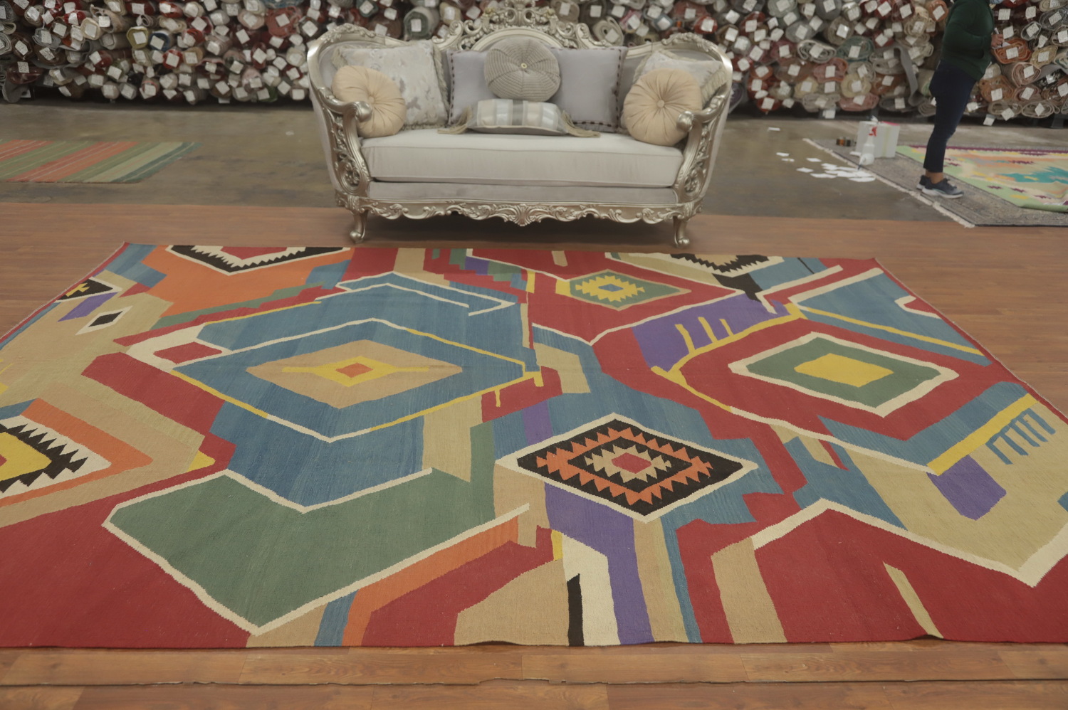 Multicolor Wool Kilim Oriental Area Rug 9x12
