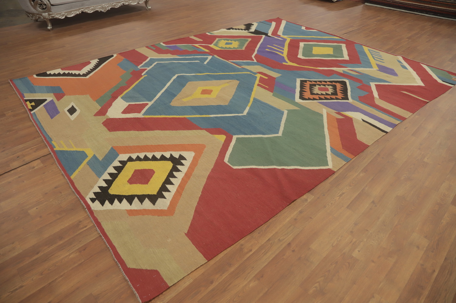 Multicolor Wool Kilim Oriental Area Rug 9x12