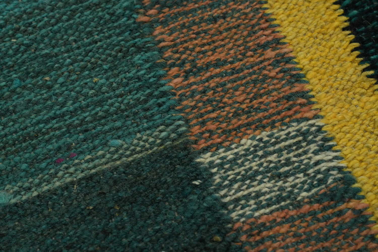 Green Geometric Kilim Vegetable Dye Area Rug 8x11