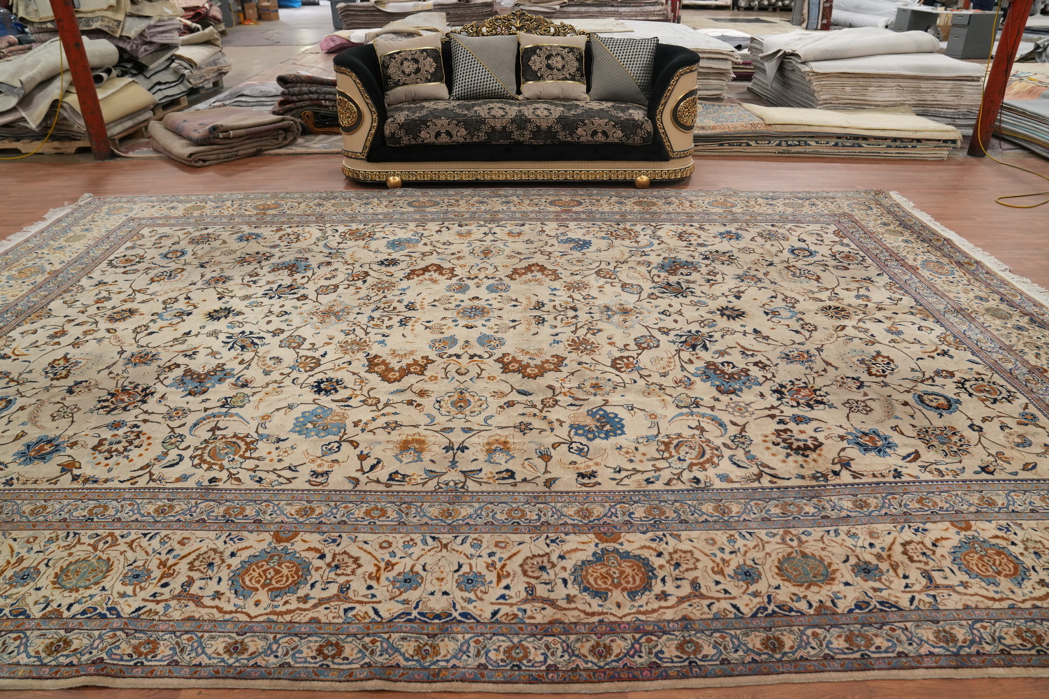 Antique Vegetable Dye Kashan Persian Large Rug 13x18