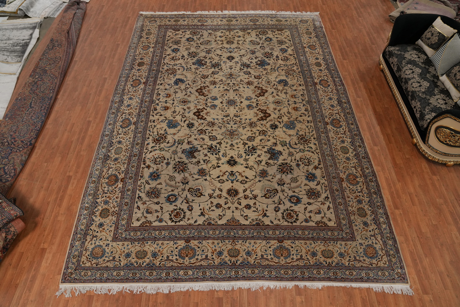 Antique Vegetable Dye Kashan Persian Large Rug 13x18