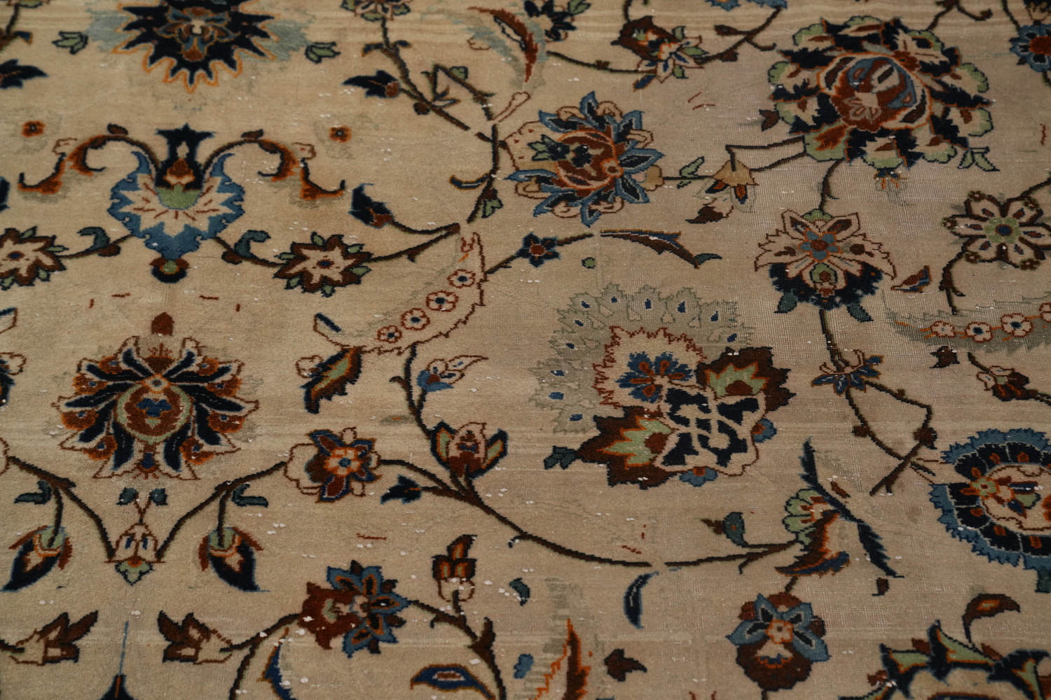 Antique Vegetable Dye Kashan Persian Large Rug 13x18