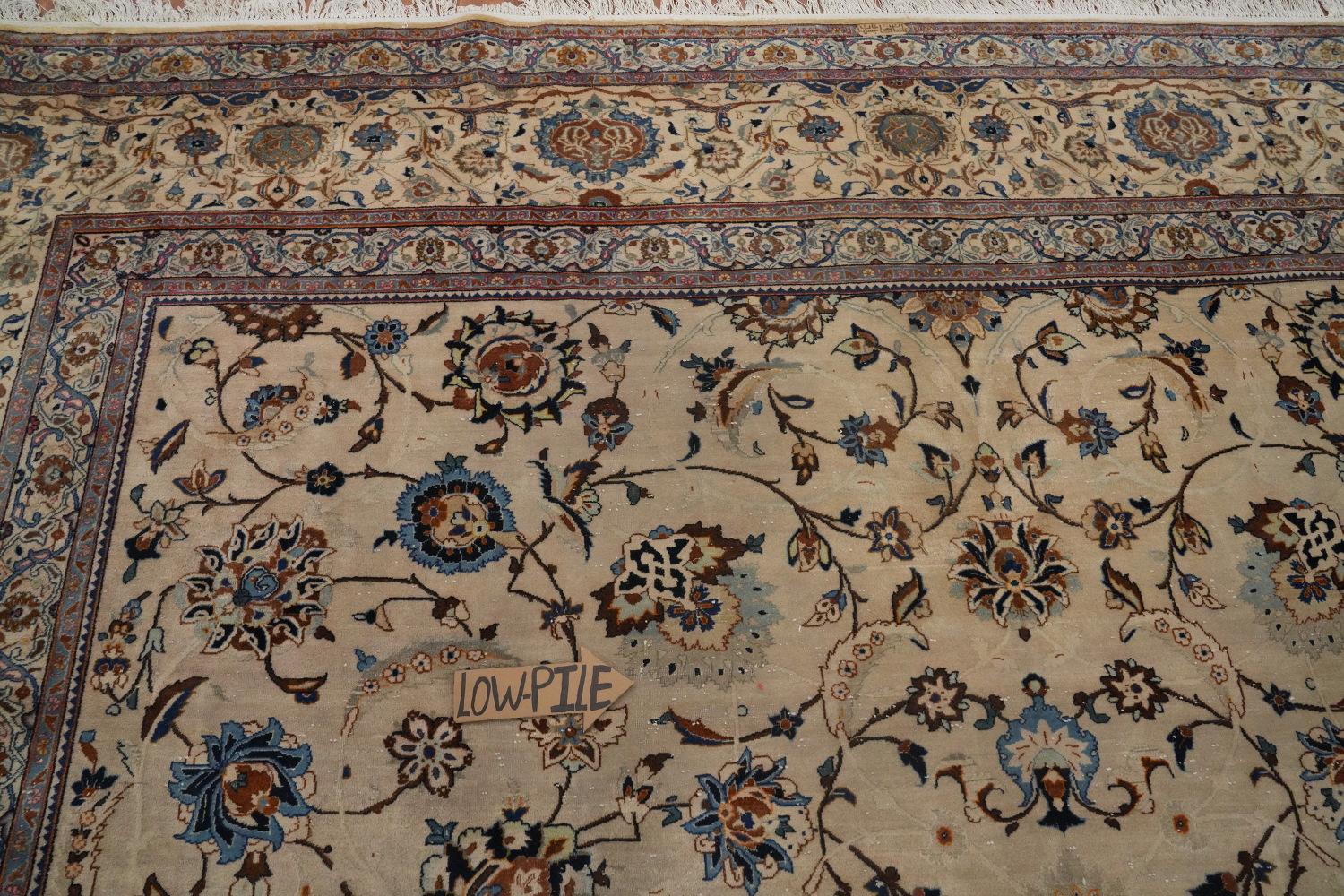 Antique Vegetable Dye Kashan Persian Large Rug 13x18