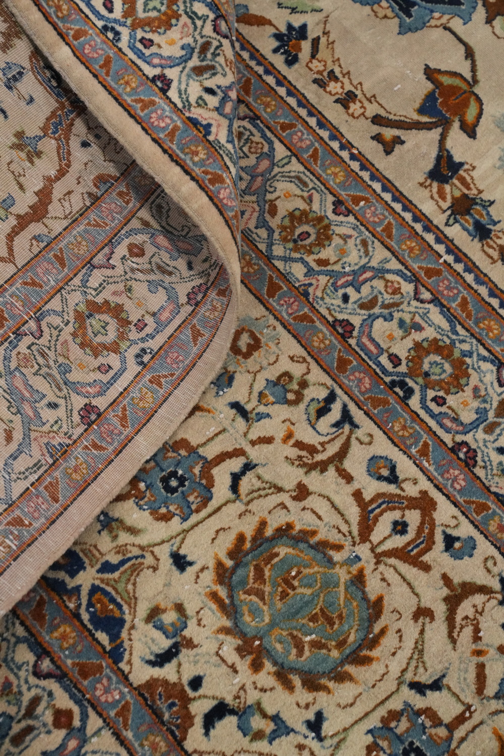 Antique Vegetable Dye Kashan Persian Large Rug 13x18