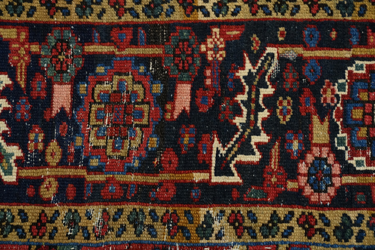 Pre-1900 Vegetable Dye Heriz Serapi Persian Area Rug 7x10