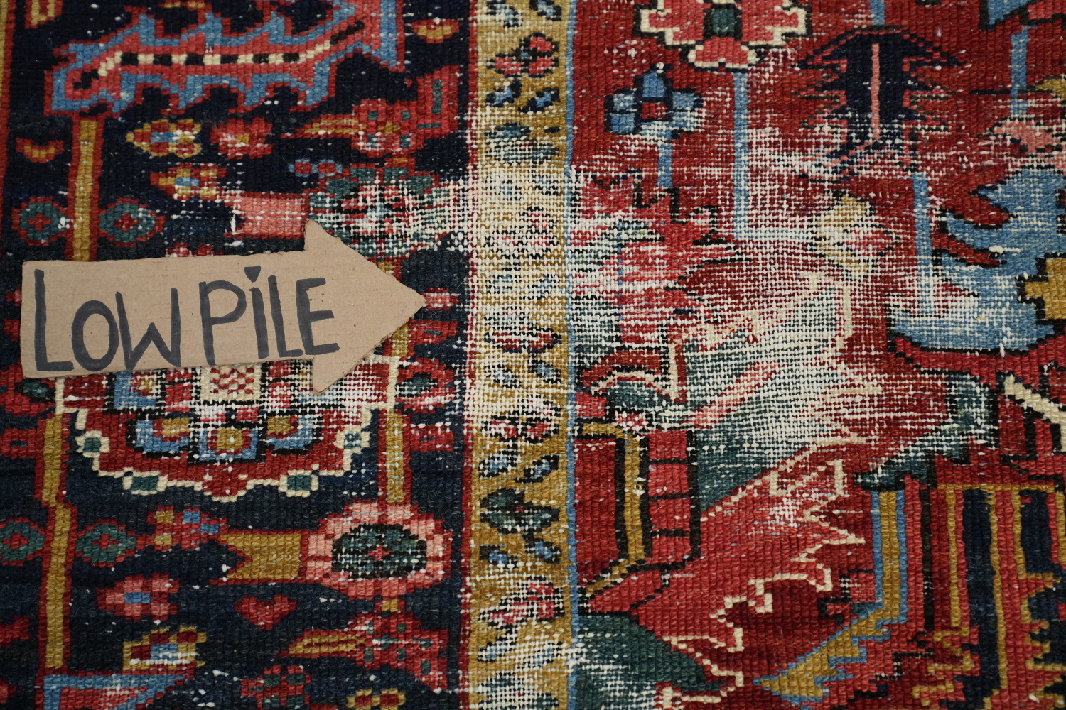 Pre-1900 Vegetable Dye Heriz Serapi Persian Area Rug 7x10