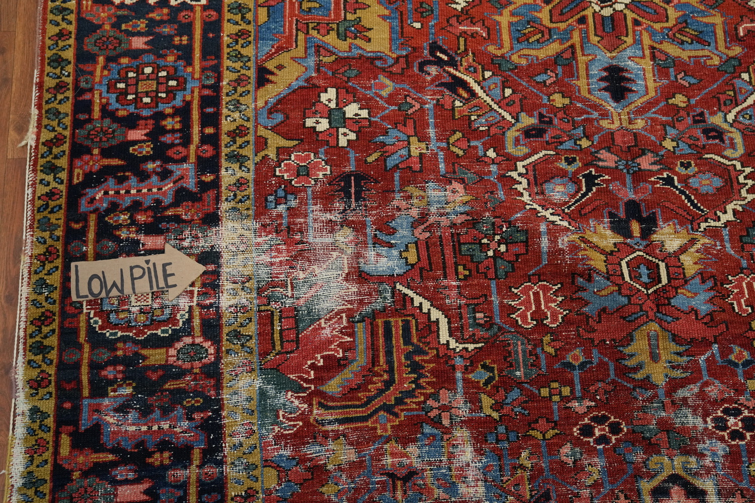 Pre-1900 Vegetable Dye Heriz Serapi Persian Area Rug 7x10