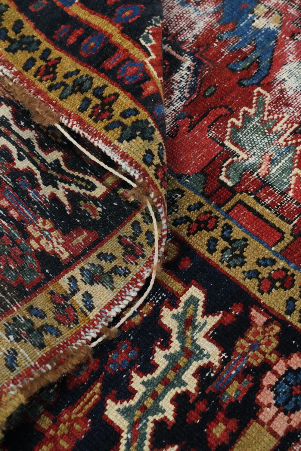 Pre-1900 Vegetable Dye Heriz Serapi Persian Area Rug 7x10