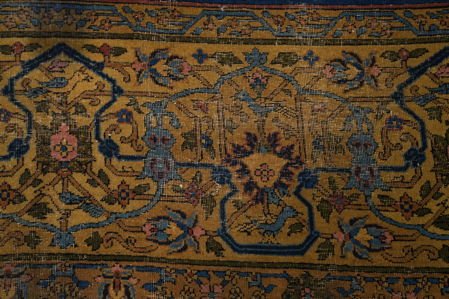Pre-1900 Antique Vegetable Dye Kerman Ravar Persian Rug 12x21