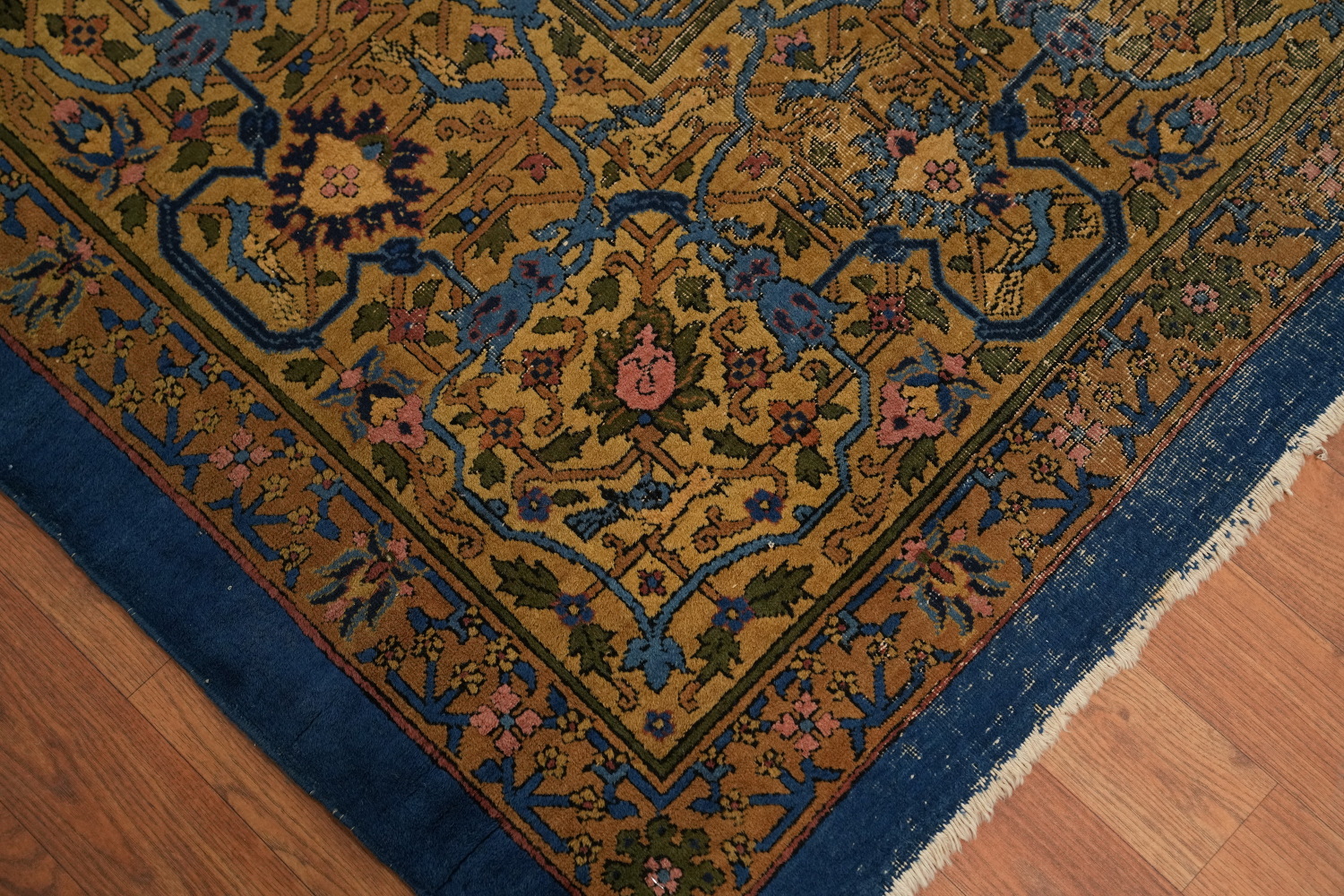 Pre-1900 Antique Vegetable Dye Kerman Ravar Persian Rug 12x21