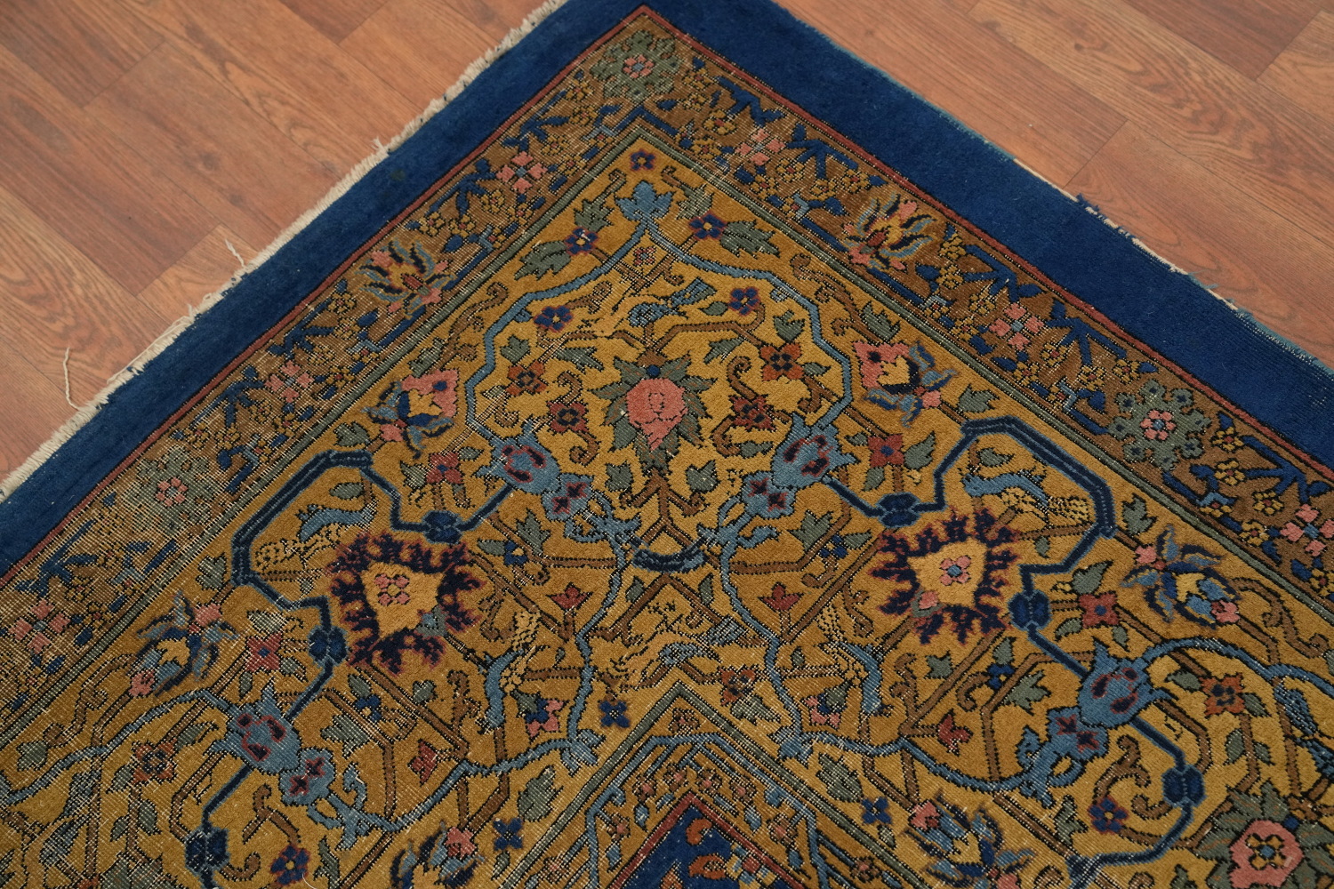 Pre-1900 Antique Vegetable Dye Kerman Ravar Persian Rug 12x21