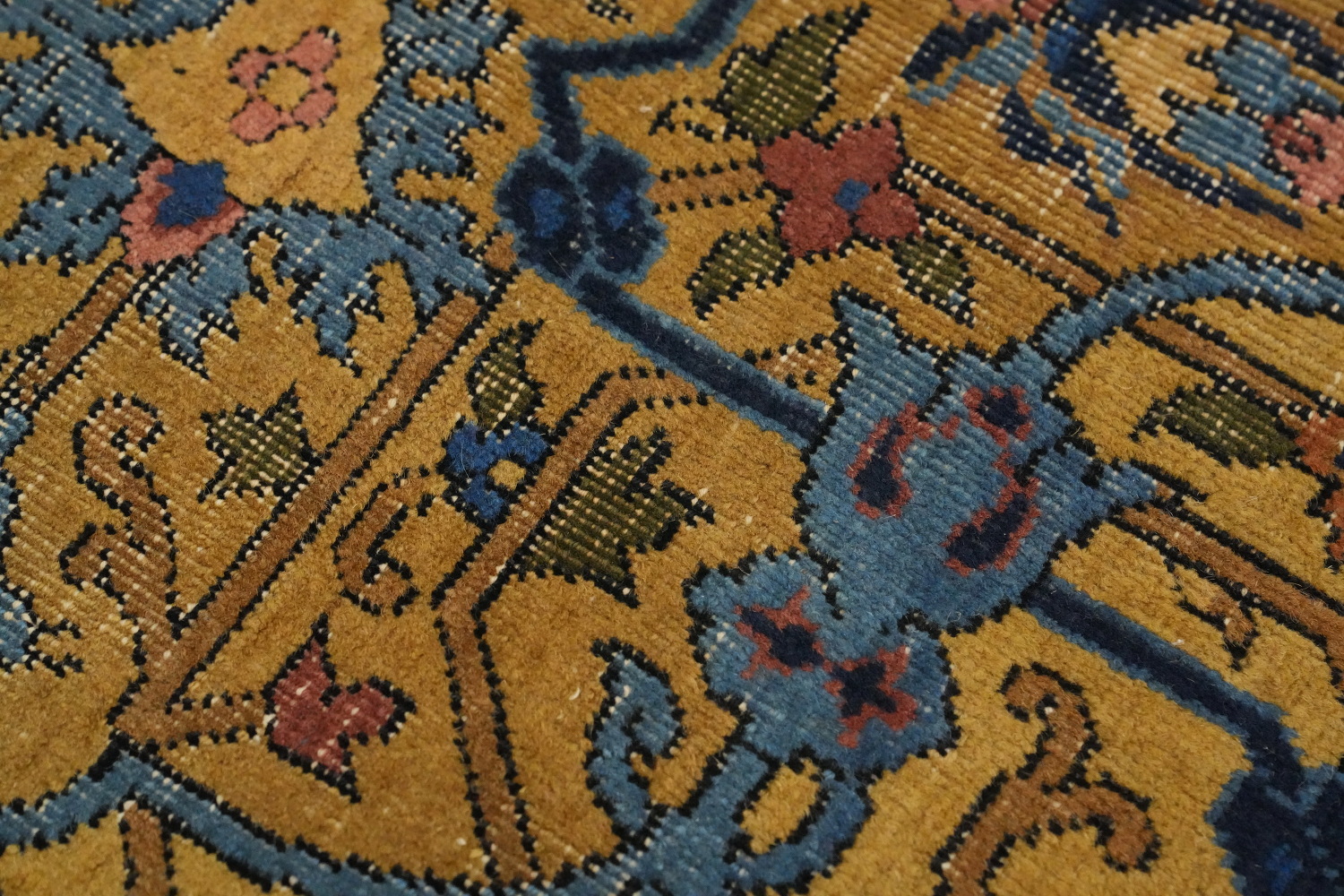 Pre-1900 Antique Vegetable Dye Kerman Ravar Persian Rug 12x21