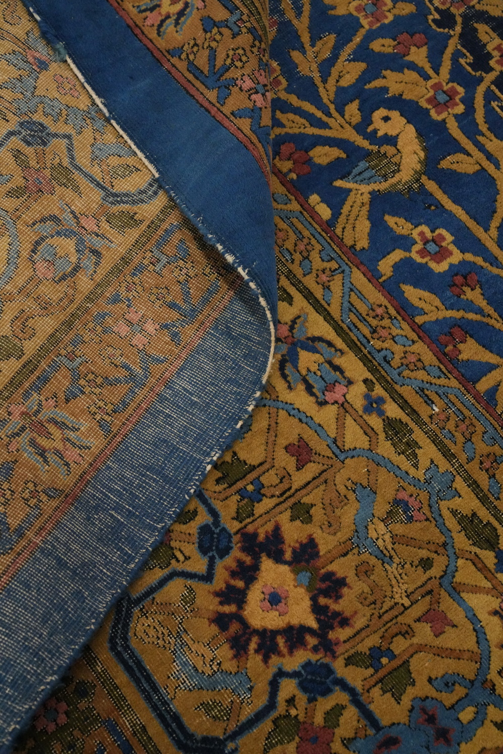 Pre-1900 Antique Vegetable Dye Kerman Ravar Persian Rug 12x21