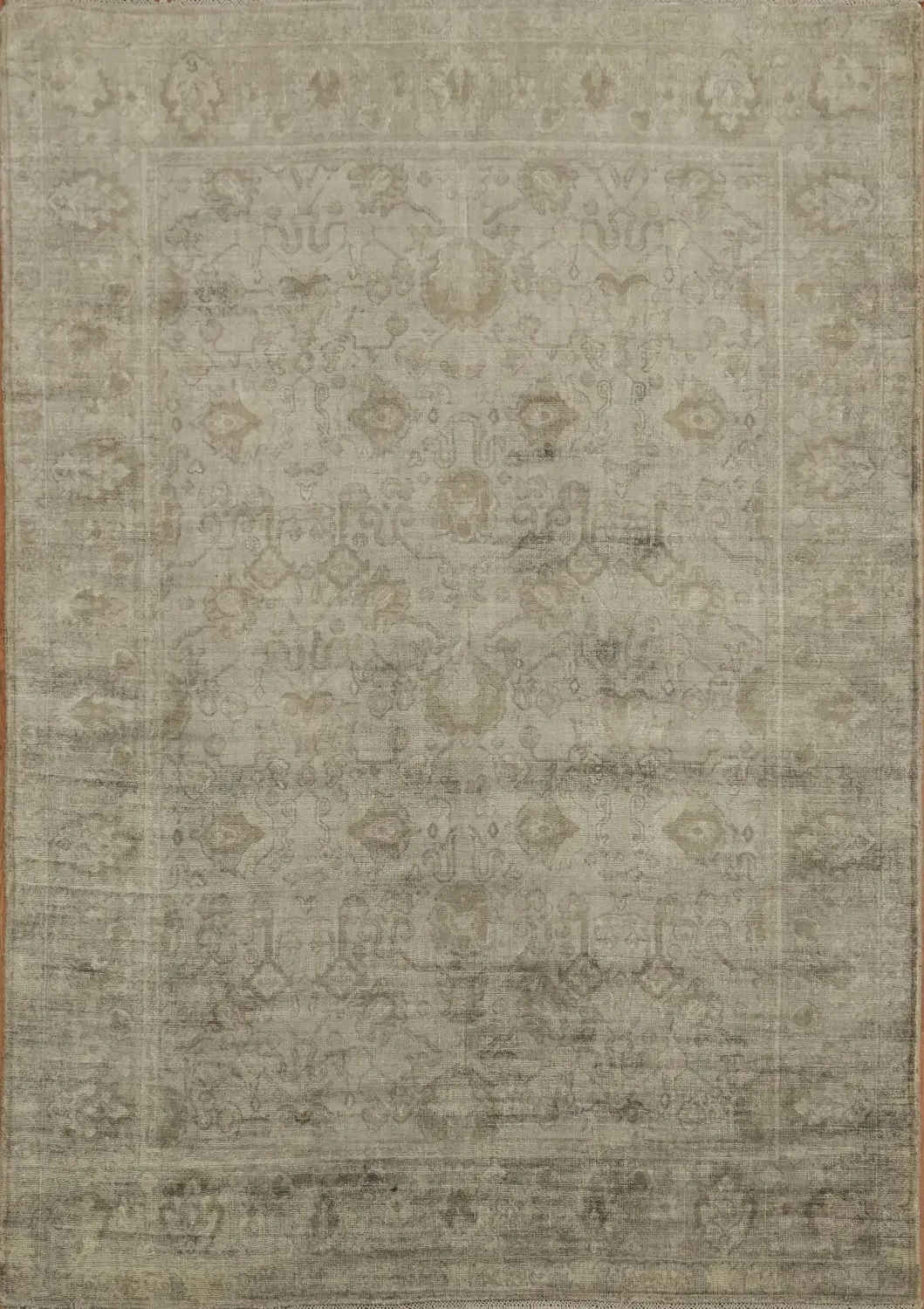 Distressed Look Traditional Patterned Grey Area Rug 6x8