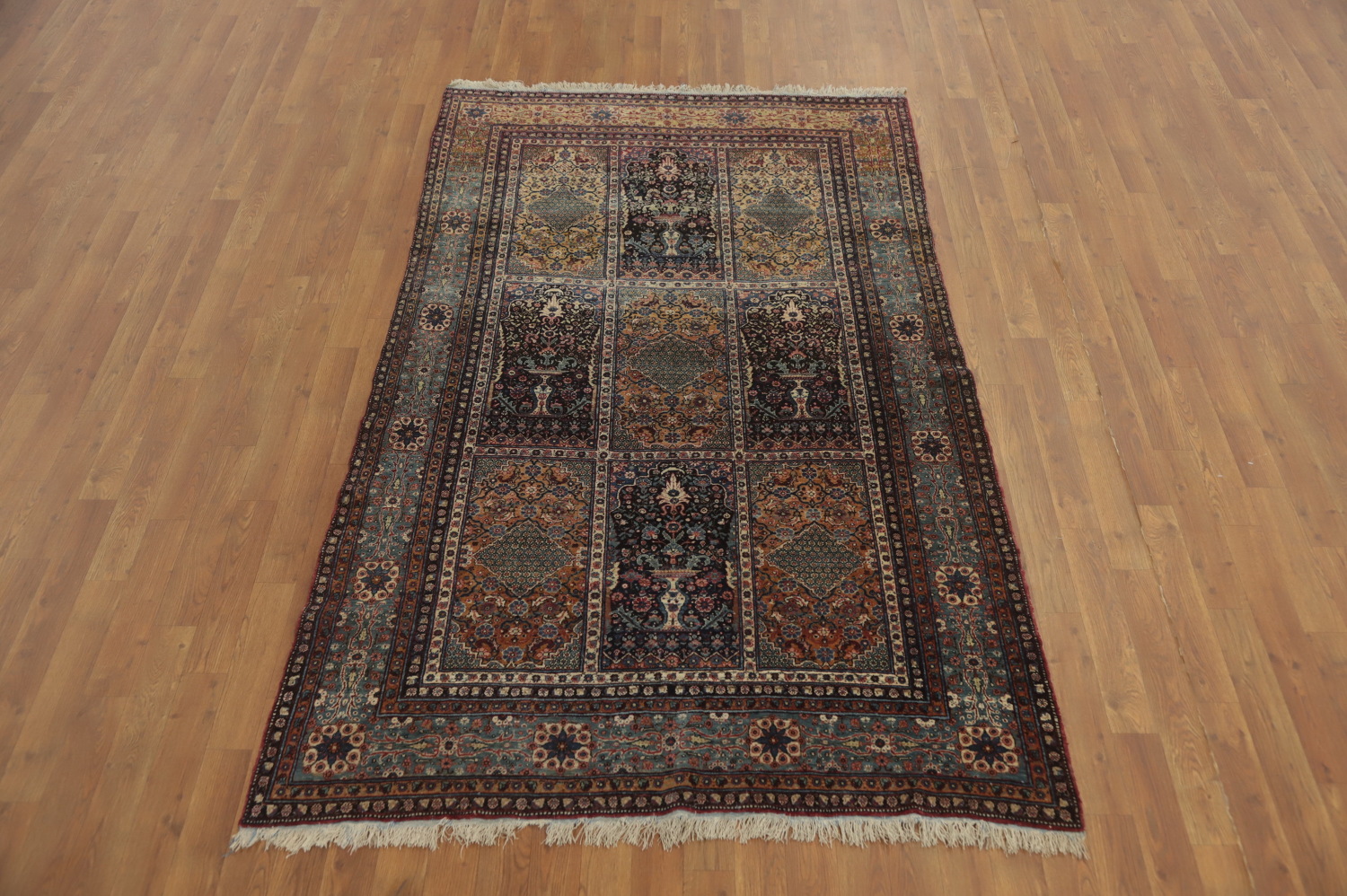 Pre-1900 Antique Vegetable Dye Kashan Mohtasham Persian Rug 4x7