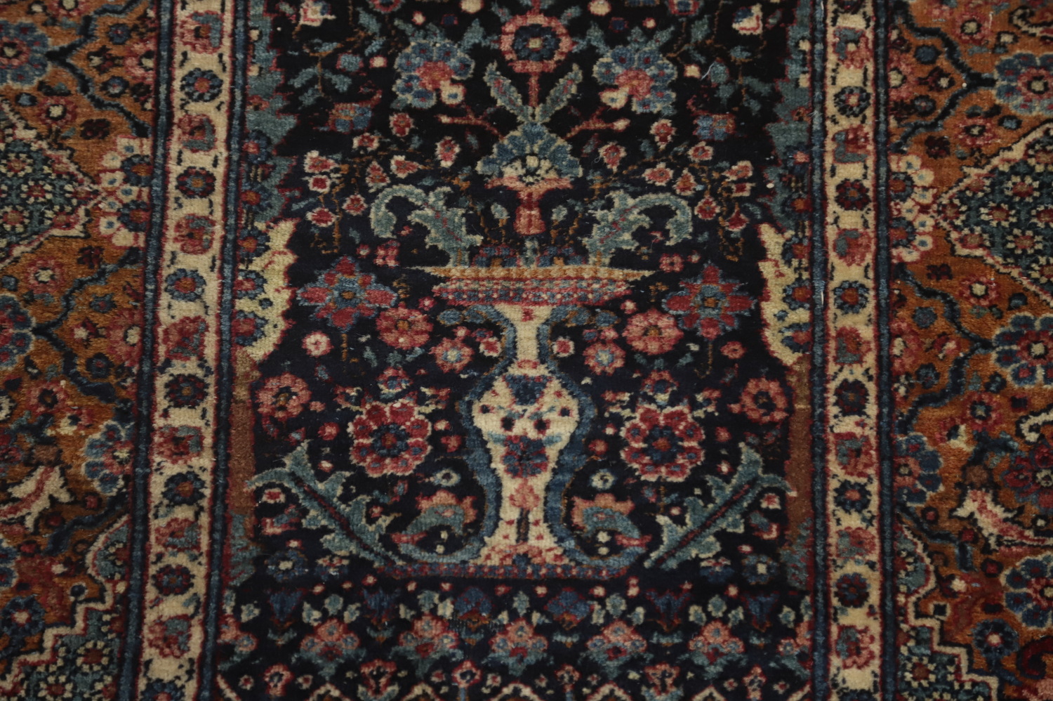 Pre-1900 Antique Vegetable Dye Kashan Mohtasham Persian Rug 4x7