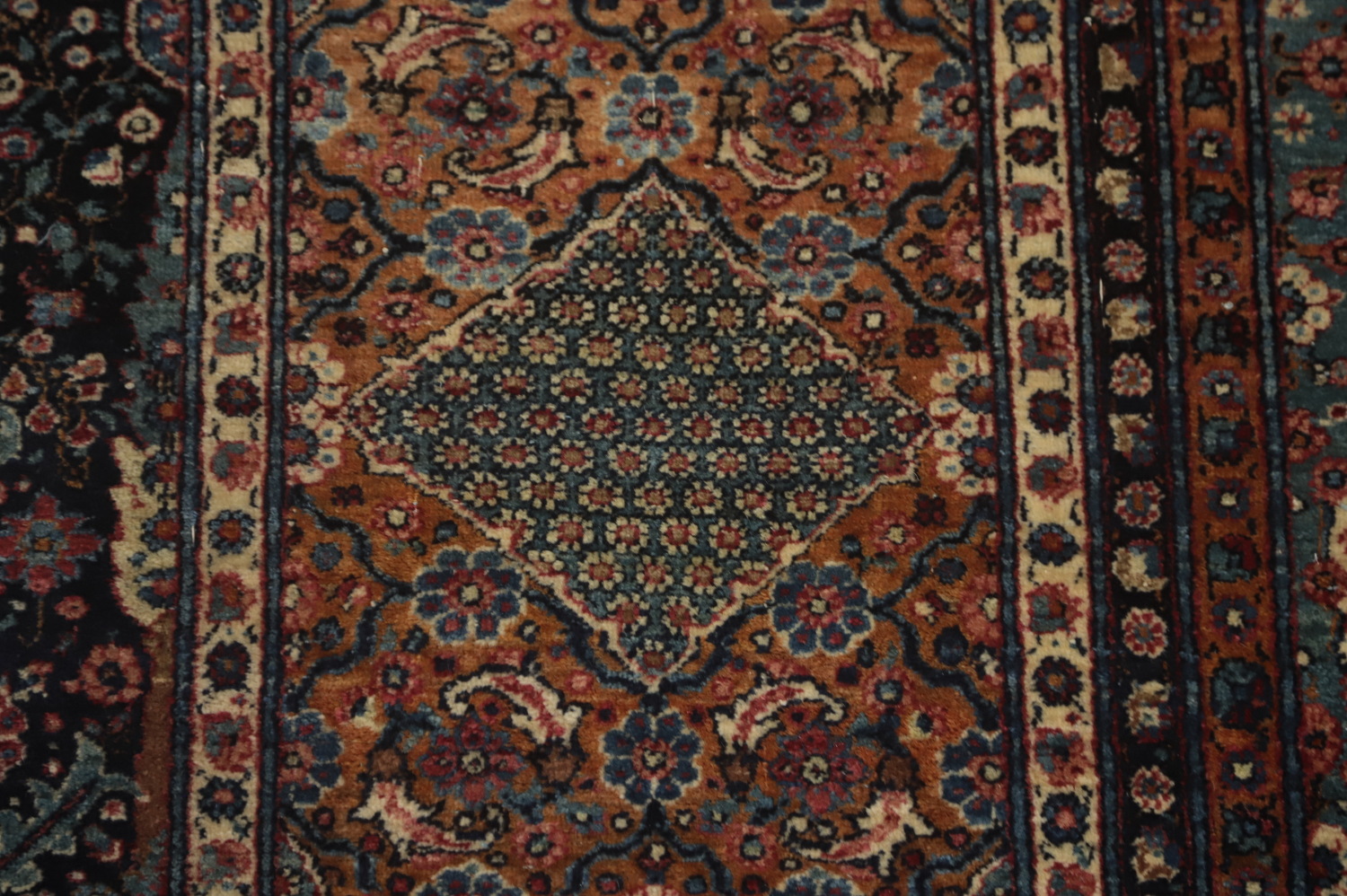 Pre-1900 Antique Vegetable Dye Kashan Mohtasham Persian Rug 4x7