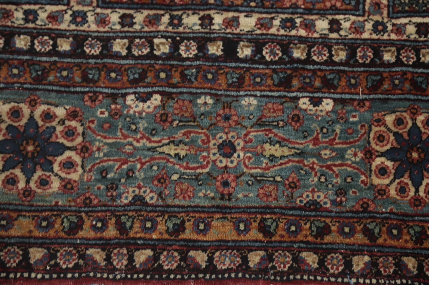 Pre-1900 Antique Vegetable Dye Kashan Mohtasham Persian Rug 4x7