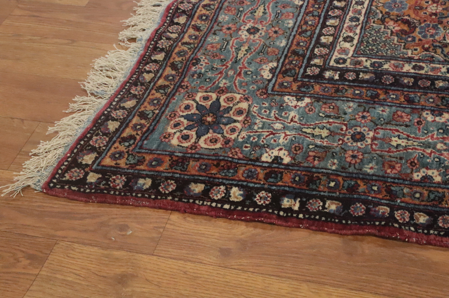 Pre-1900 Antique Vegetable Dye Kashan Mohtasham Persian Rug 4x7
