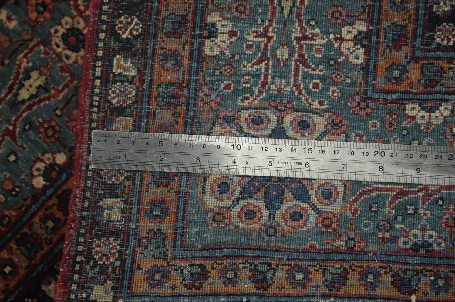 Pre-1900 Antique Vegetable Dye Kashan Mohtasham Persian Rug 4x7