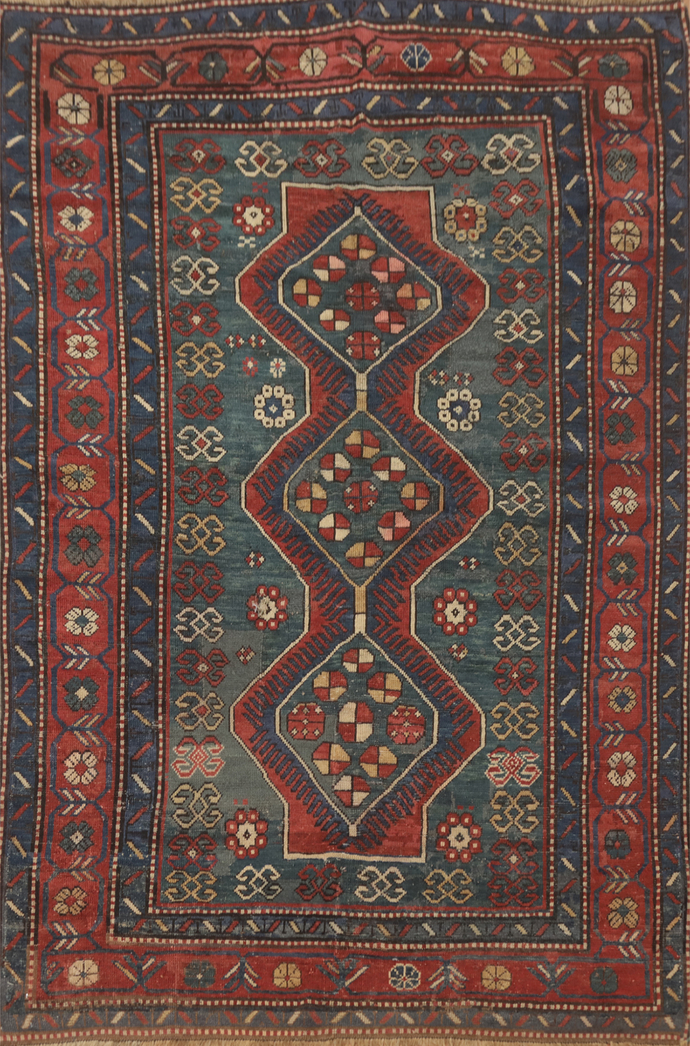 Pre-1900 Antique Kazak Vegetable Dye Rug 5x7