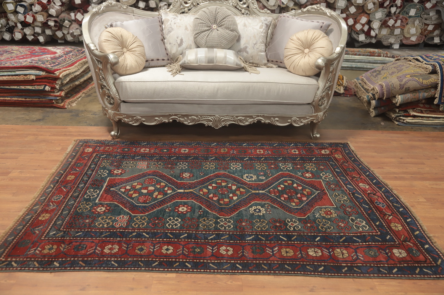 Pre-1900 Antique Kazak Vegetable Dye Rug 5x7