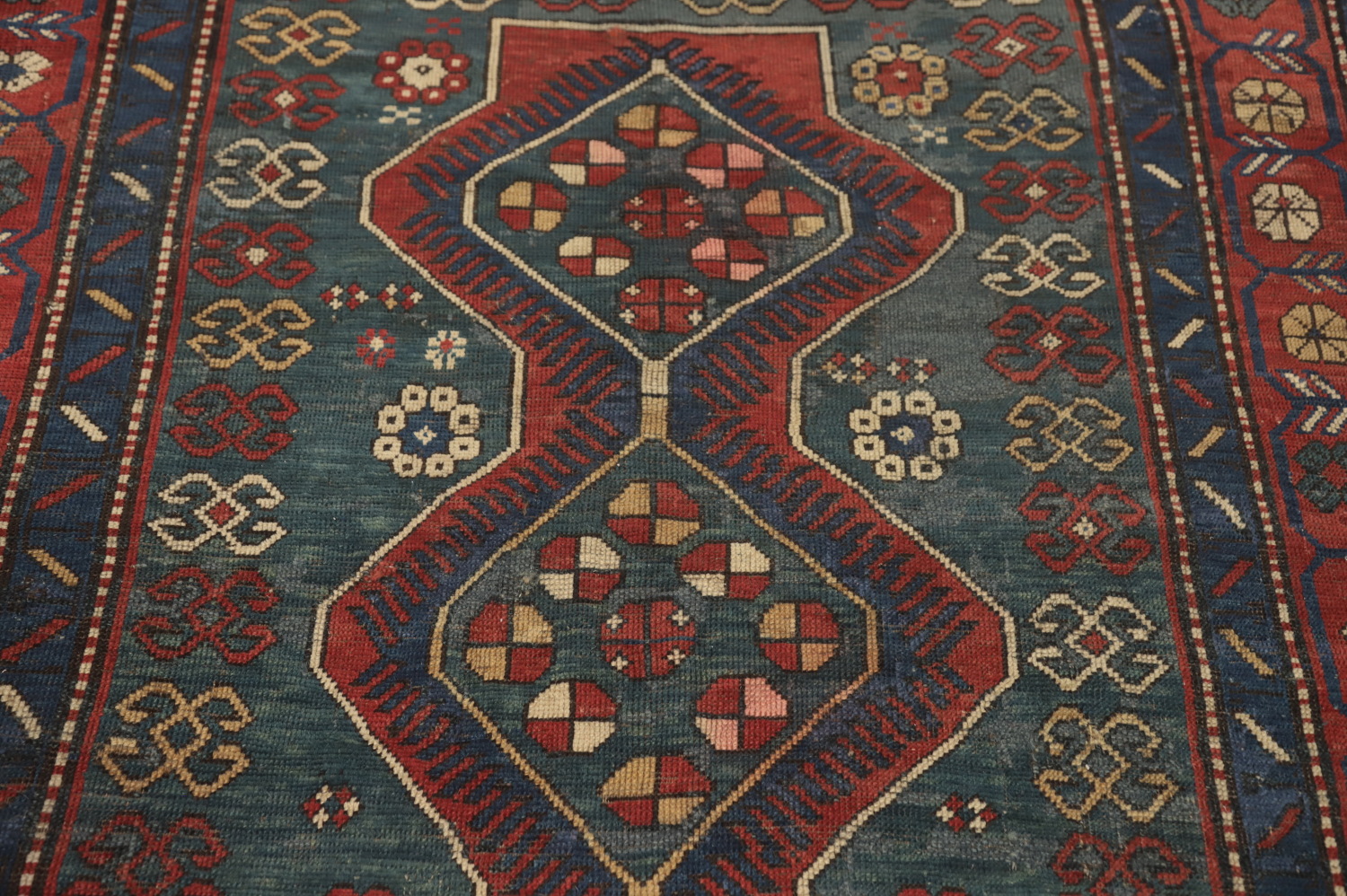 Pre-1900 Antique Kazak Vegetable Dye Rug 5x7