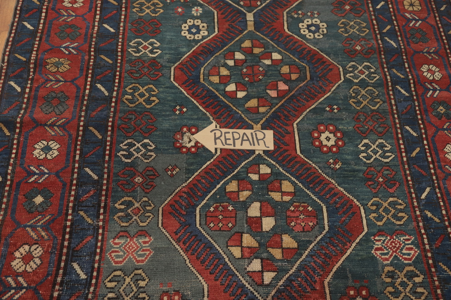 Pre-1900 Antique Kazak Vegetable Dye Rug 5x7