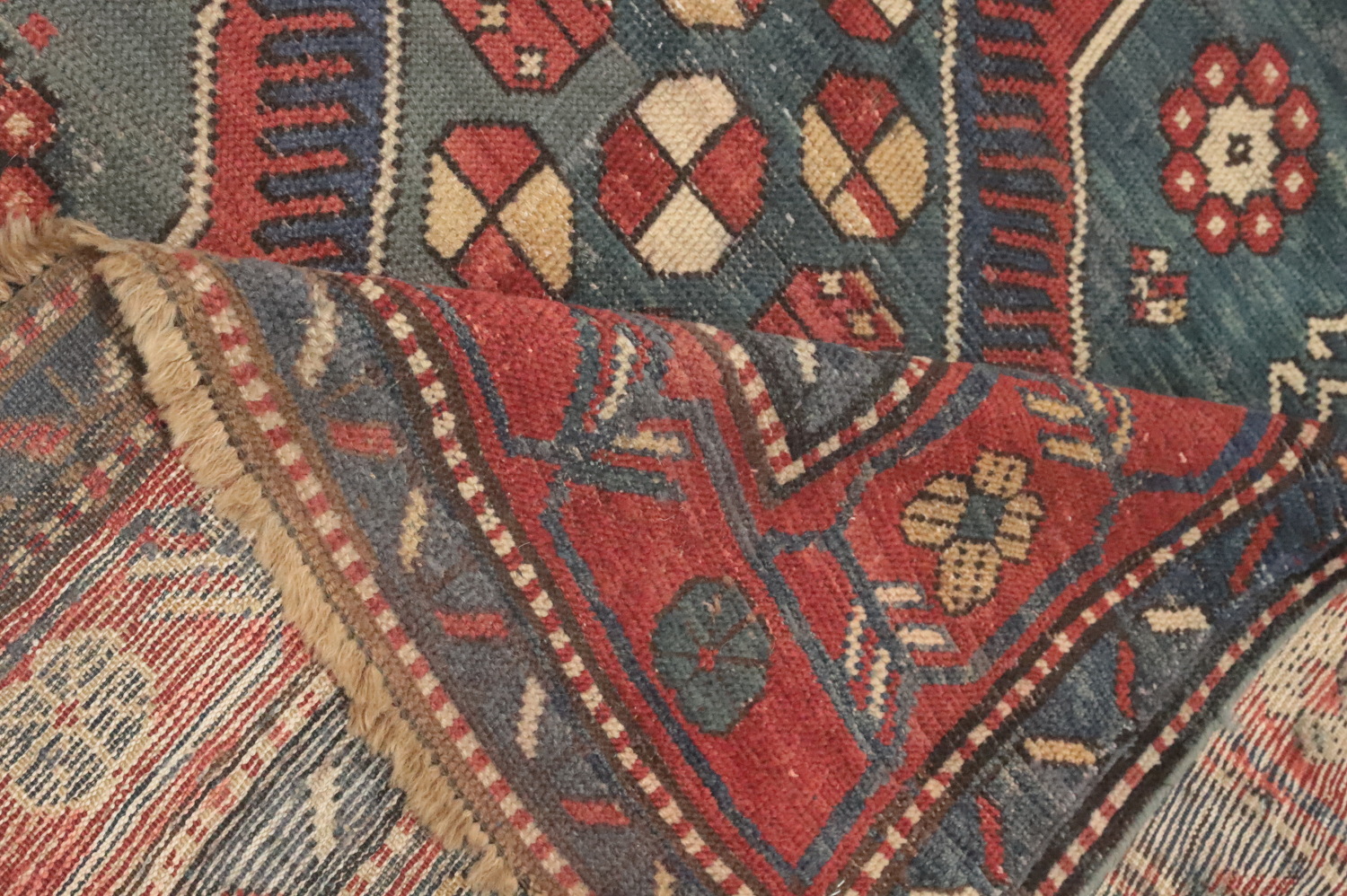 Pre-1900 Antique Kazak Vegetable Dye Rug 5x7