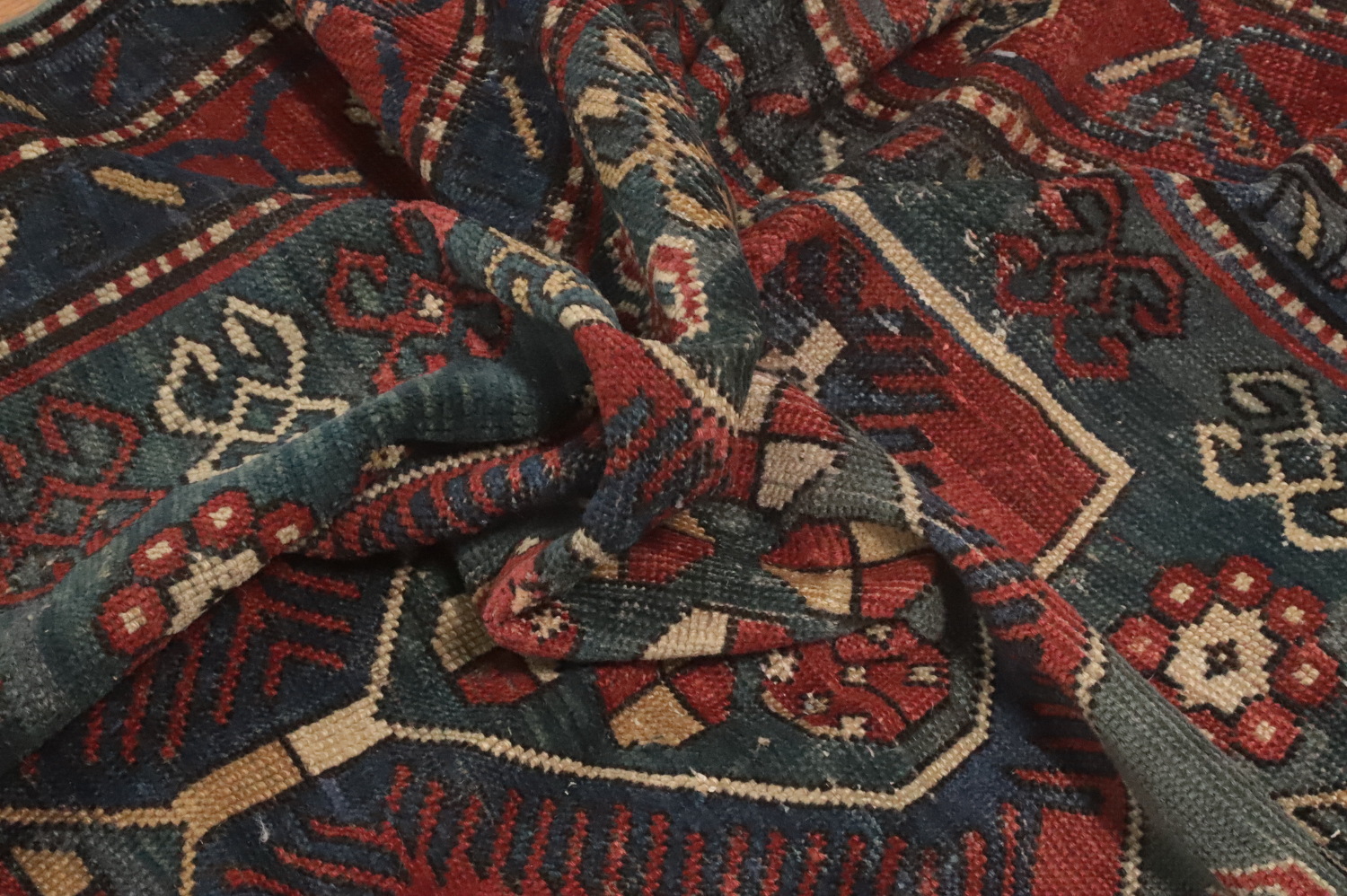 Pre-1900 Antique Kazak Vegetable Dye Rug 5x7