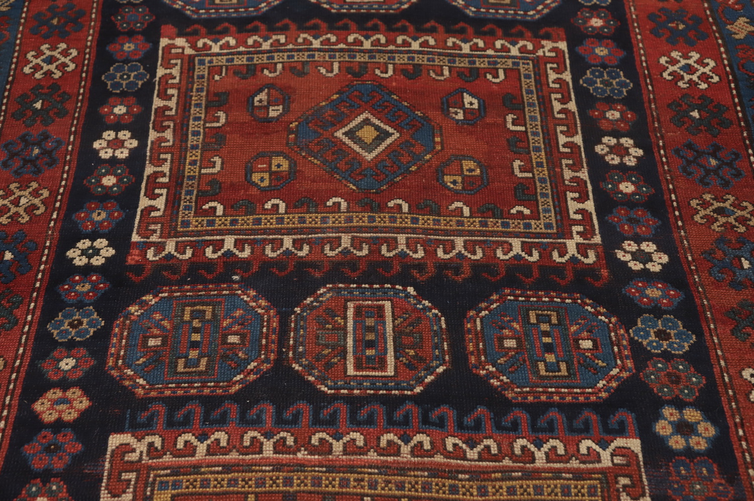 Pre-1900 Antique Kazak Vegetable Dye Area Rug 5x9