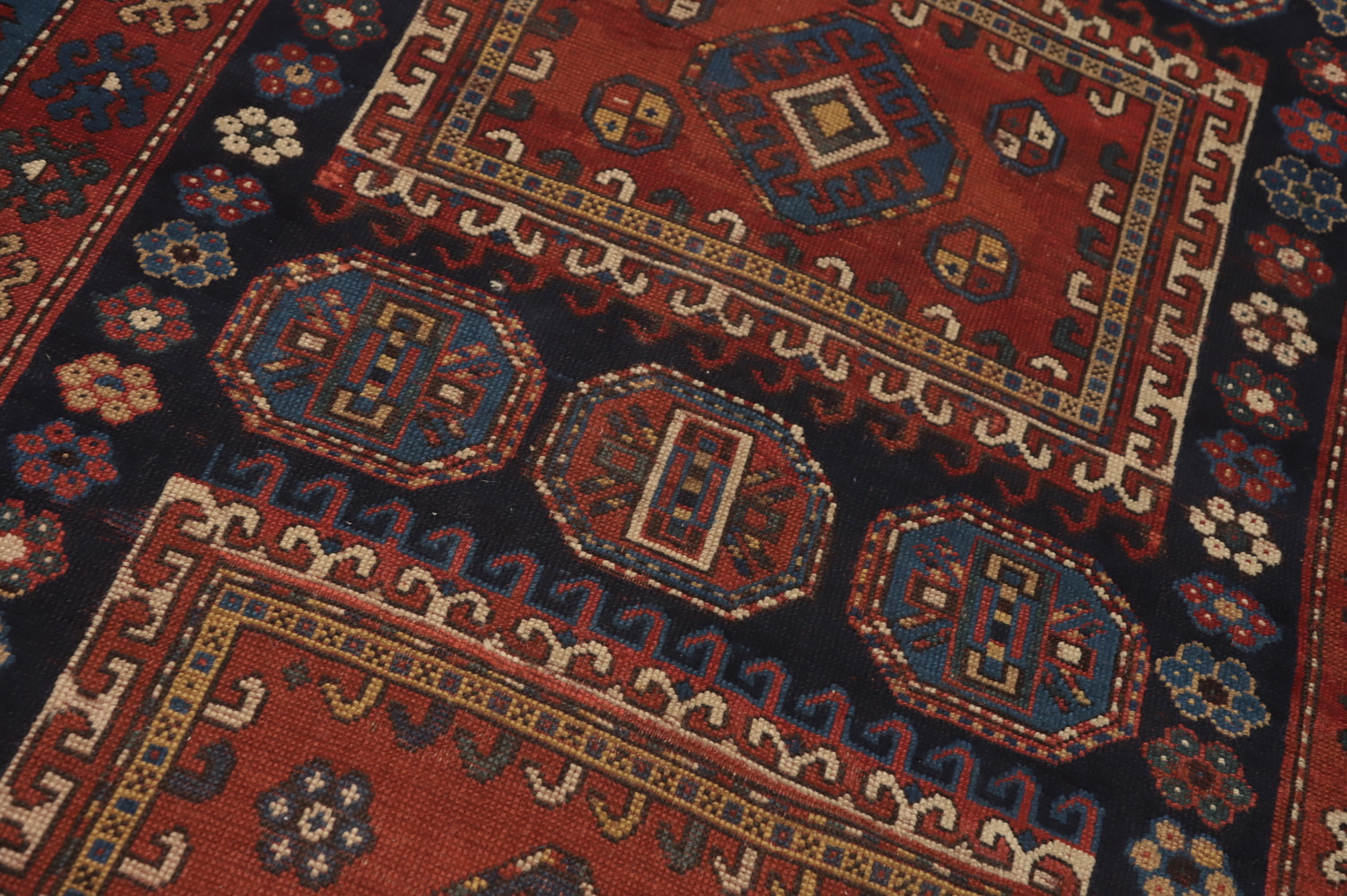 Pre-1900 Antique Kazak Vegetable Dye Area Rug 5x9