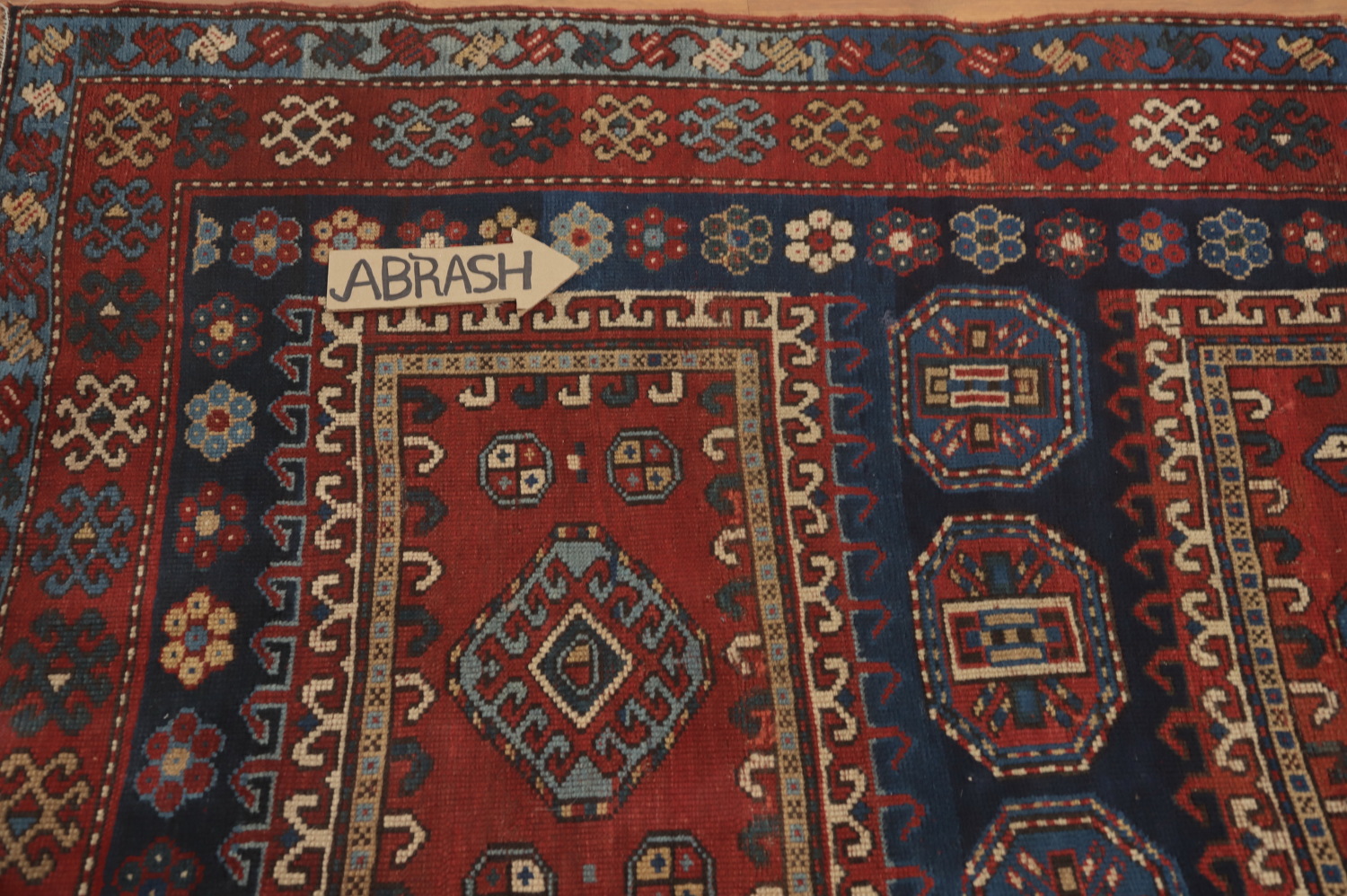 Pre-1900 Antique Kazak Vegetable Dye Area Rug 5x9