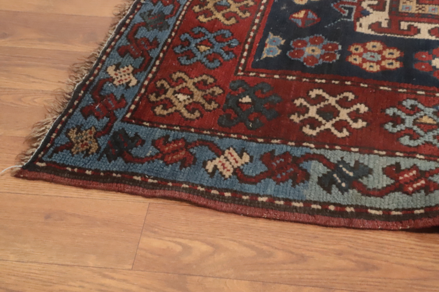 Pre-1900 Antique Kazak Vegetable Dye Area Rug 5x9