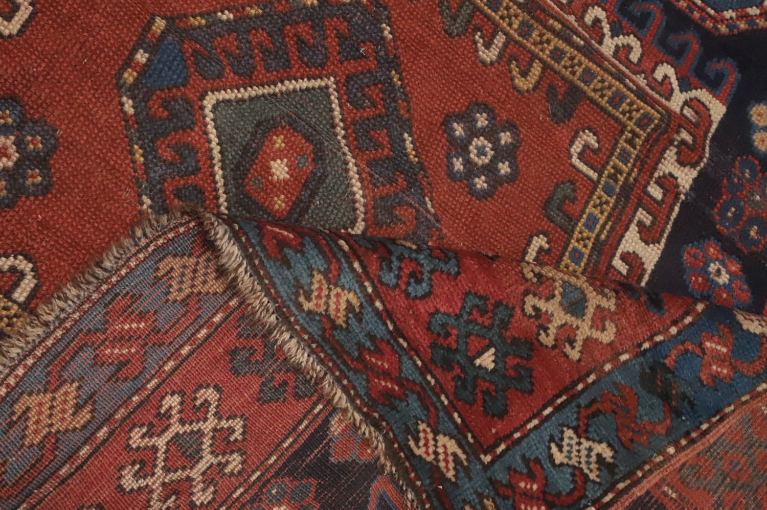 Pre-1900 Antique Kazak Vegetable Dye Area Rug 5x9